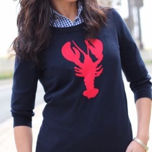 J. Crew Navy and Red Lobster Sweater